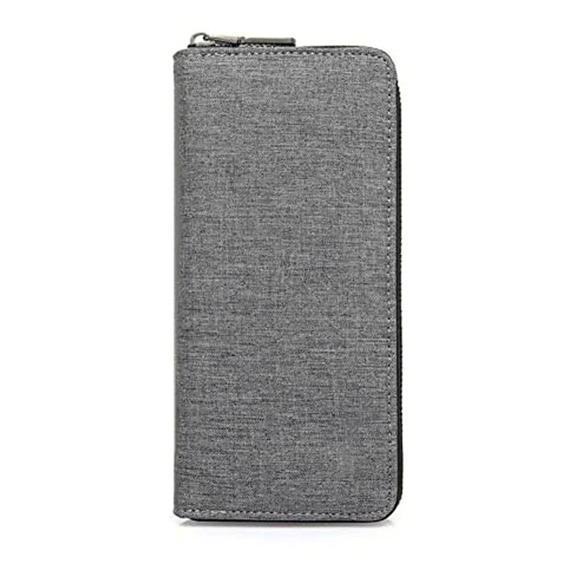 WOOLALA Mens Wallet Waterproof Canvas Zipper Arrounded Large Capacity Accordion Folded Cash Cards Phone Holder Long Wallet - Image 1
